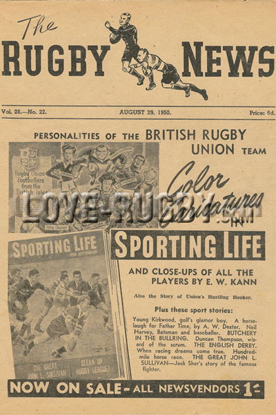 1950 Metroplitan v British Isles  Rugby Programme